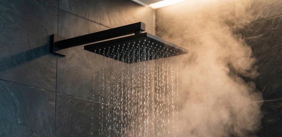 Steam rising from a hot shower