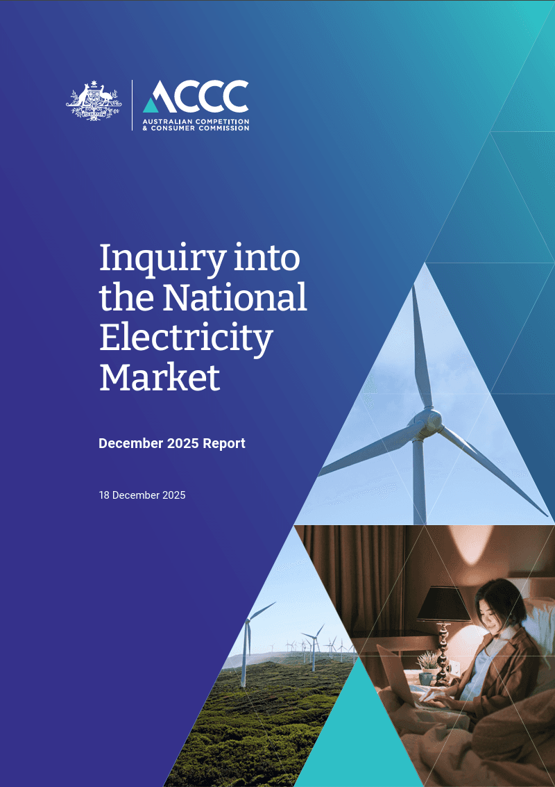 ACCC Inquiry into the National Electricity Market - December 2025 Report Cover
